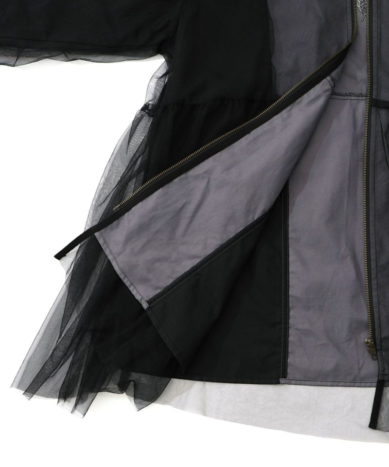 花蝶刺繍チュール重ねロングブルゾン-19