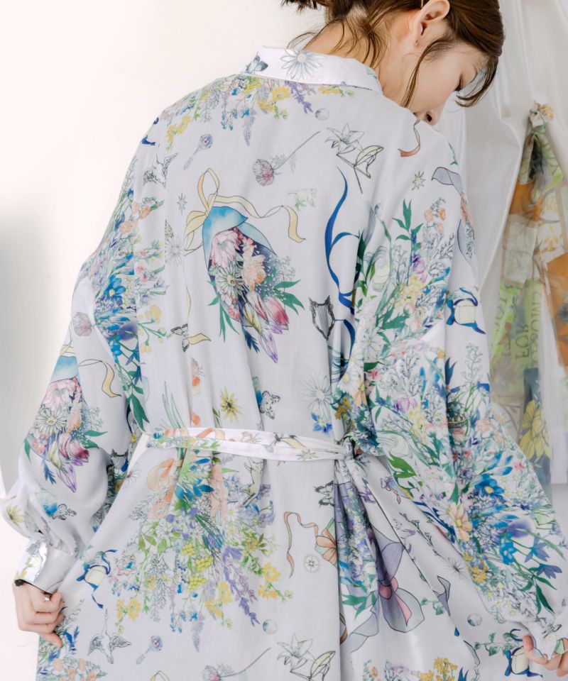 星座と花束柄シャツワンピース-5