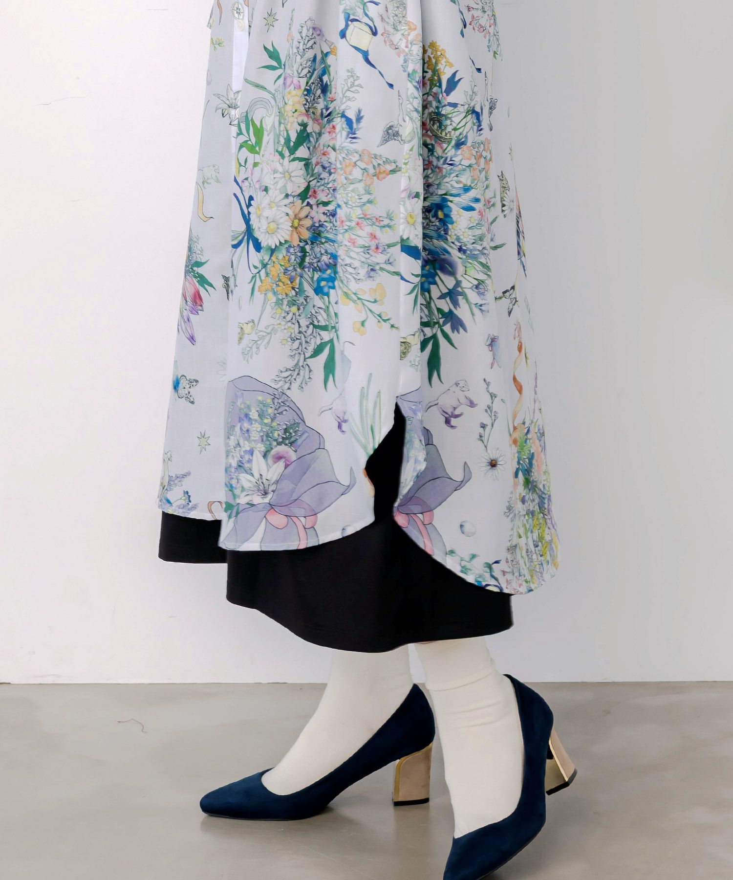 星座と花束柄シャツワンピース-8