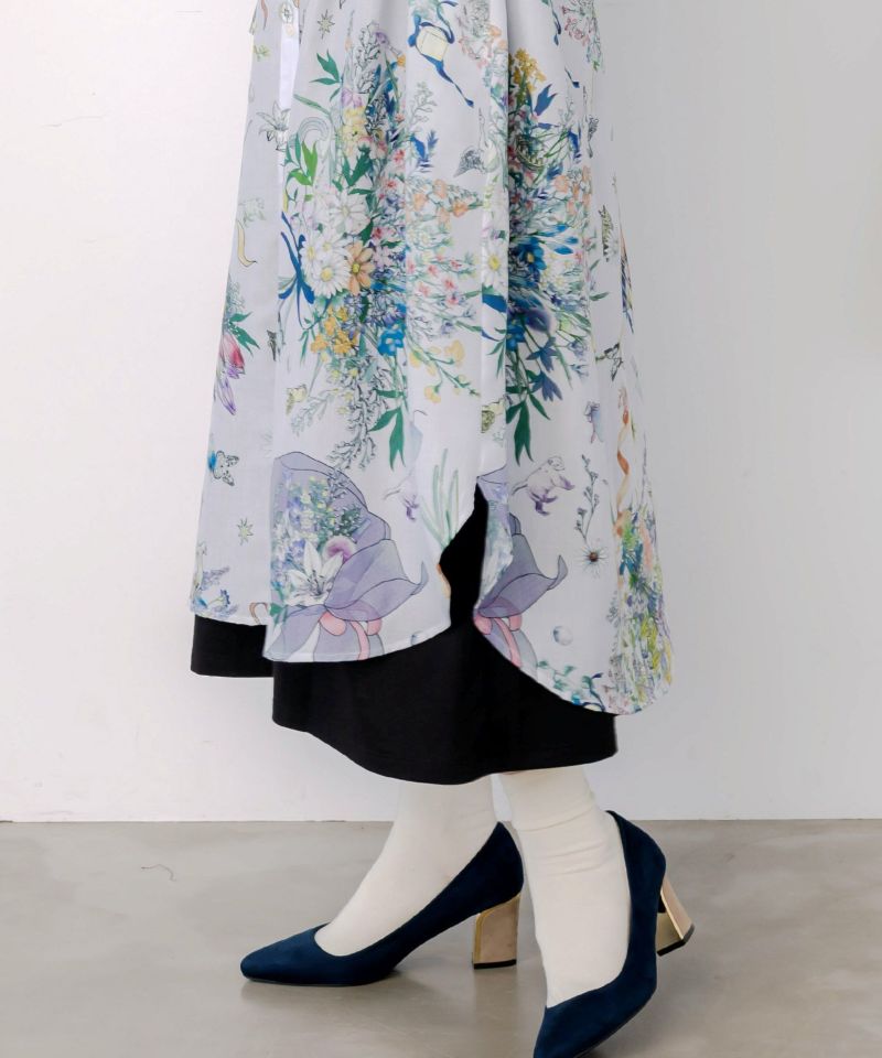 星座と花束柄シャツワンピース-8