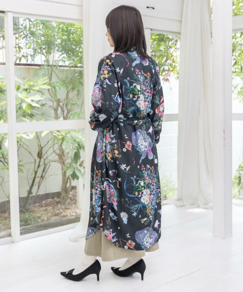 星座と花束柄シャツワンピース-16