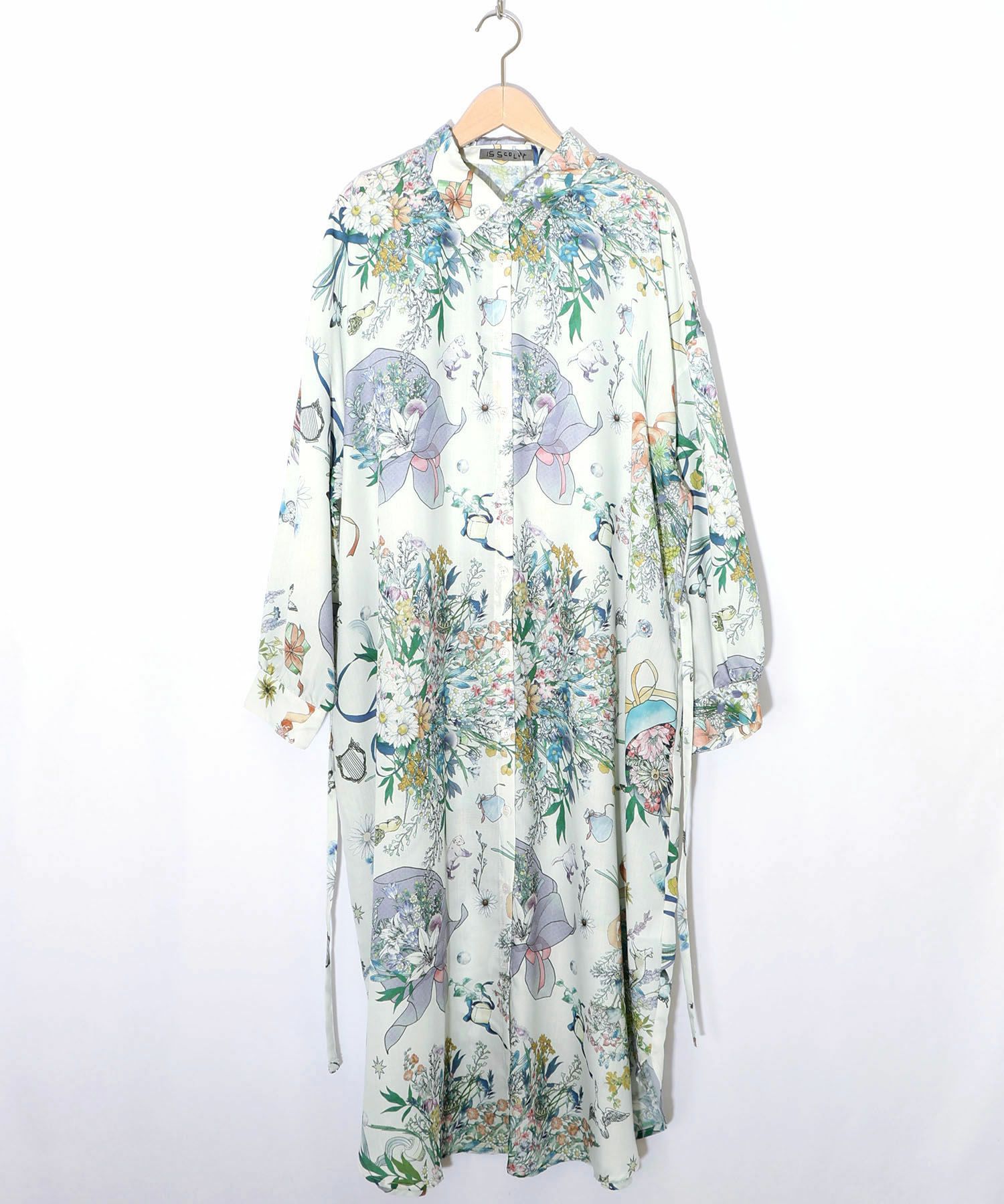 星座と花束柄シャツワンピース-18