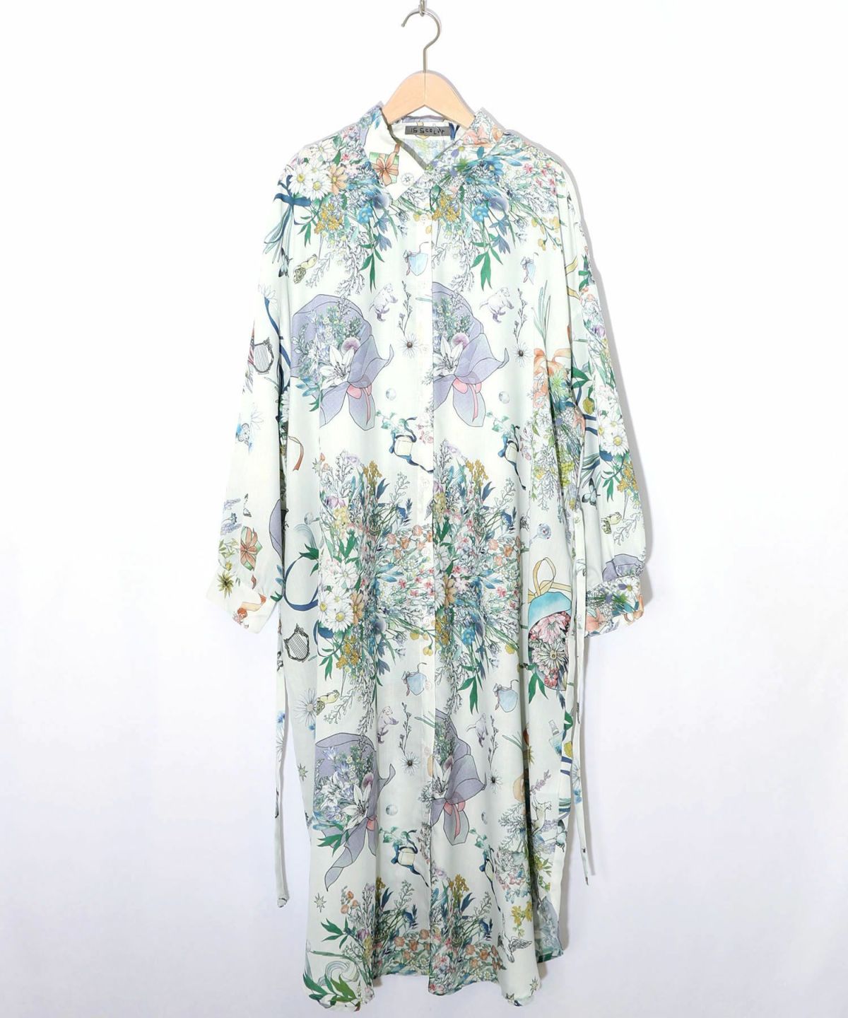 星座と花束柄シャツワンピース-18