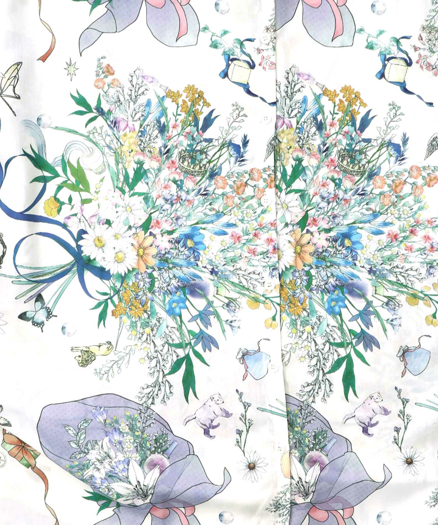 星座と花束柄シャツワンピース-19