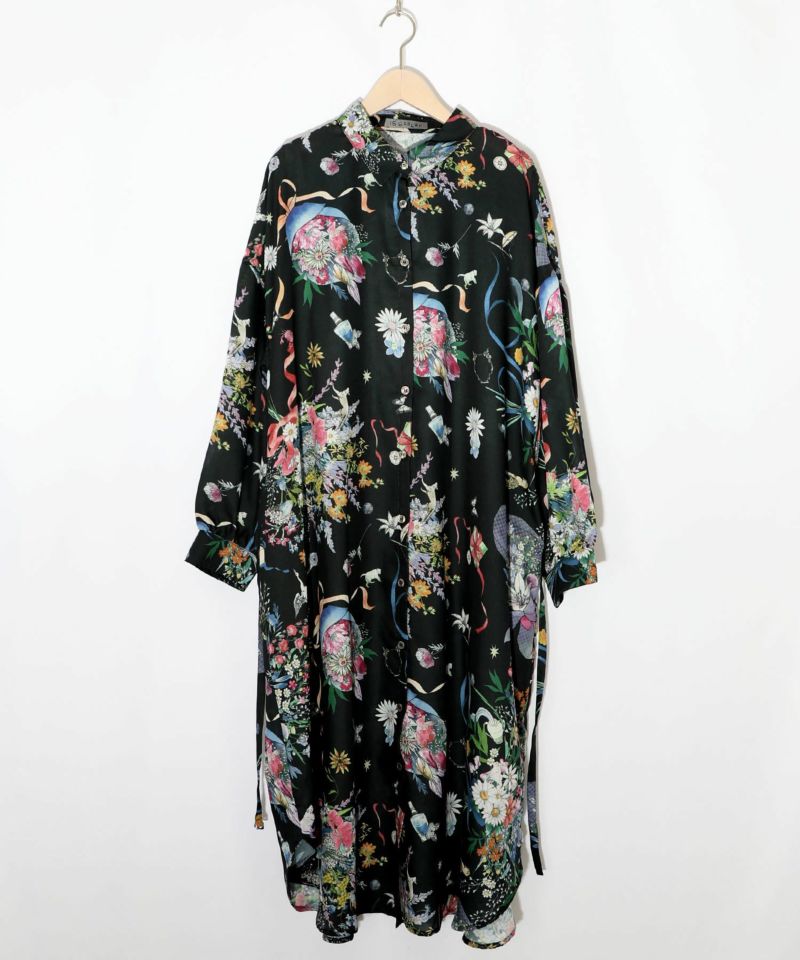 星座と花束柄シャツワンピース-20