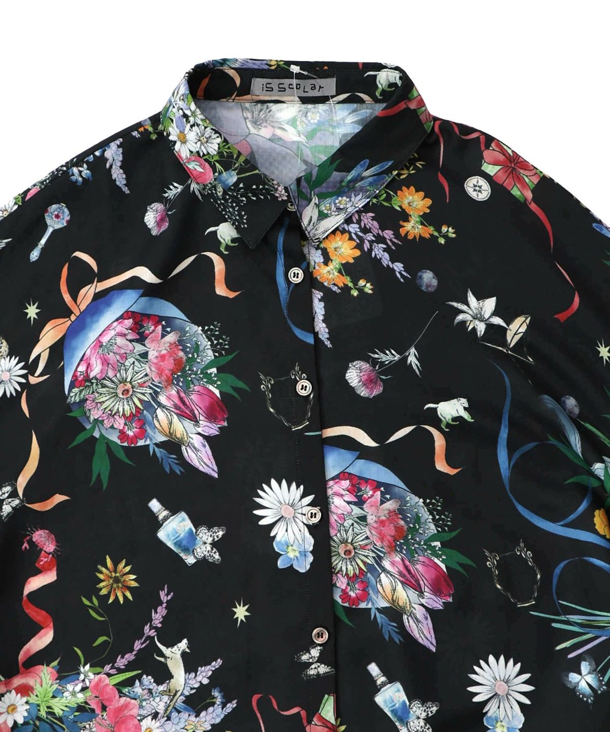 星座と花束柄シャツワンピース-22