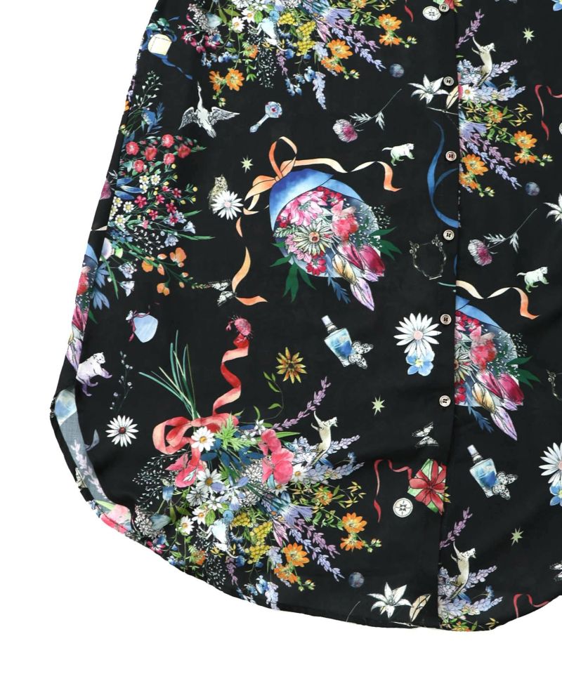 星座と花束柄シャツワンピース-25