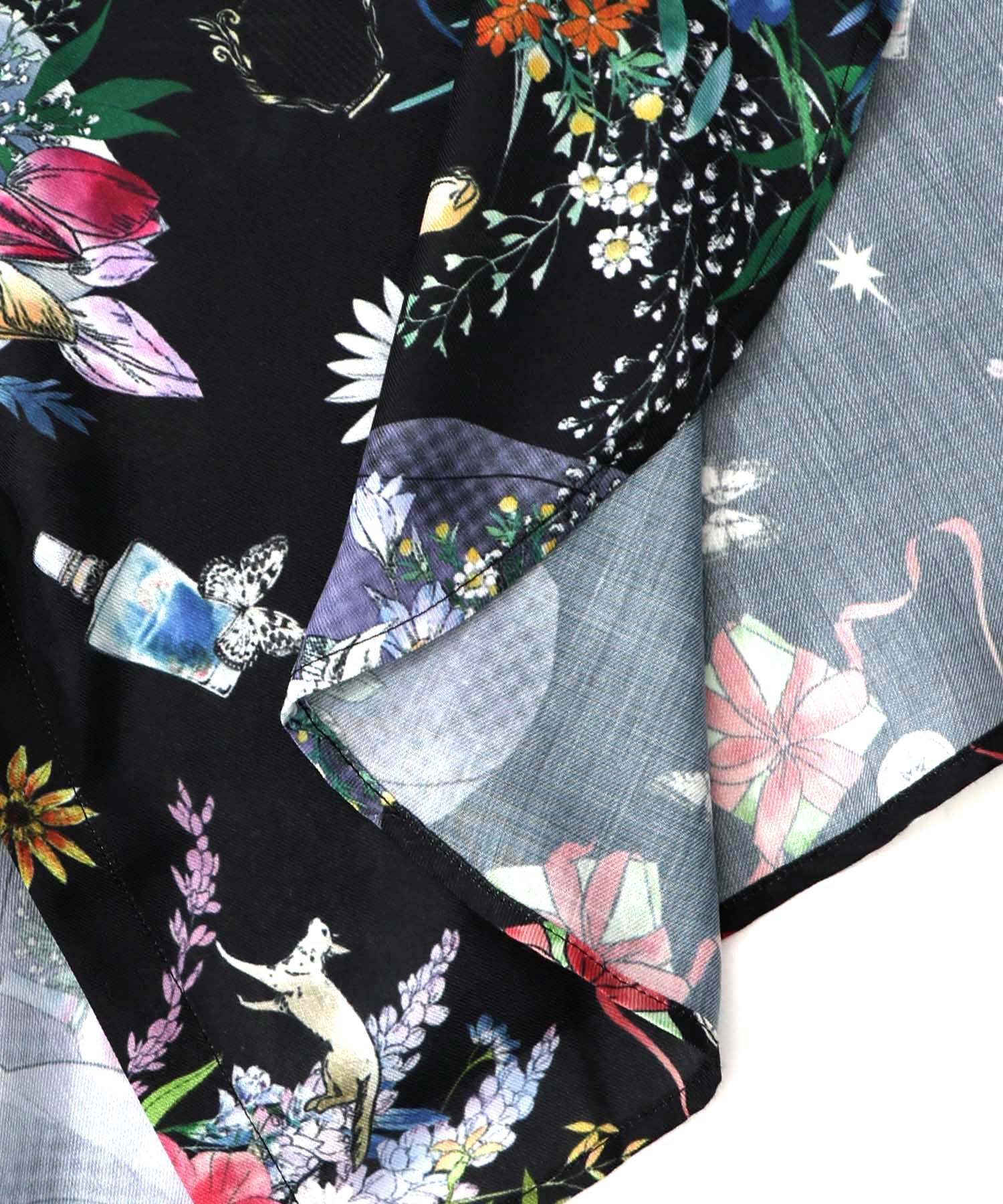 星座と花束柄シャツワンピース-26