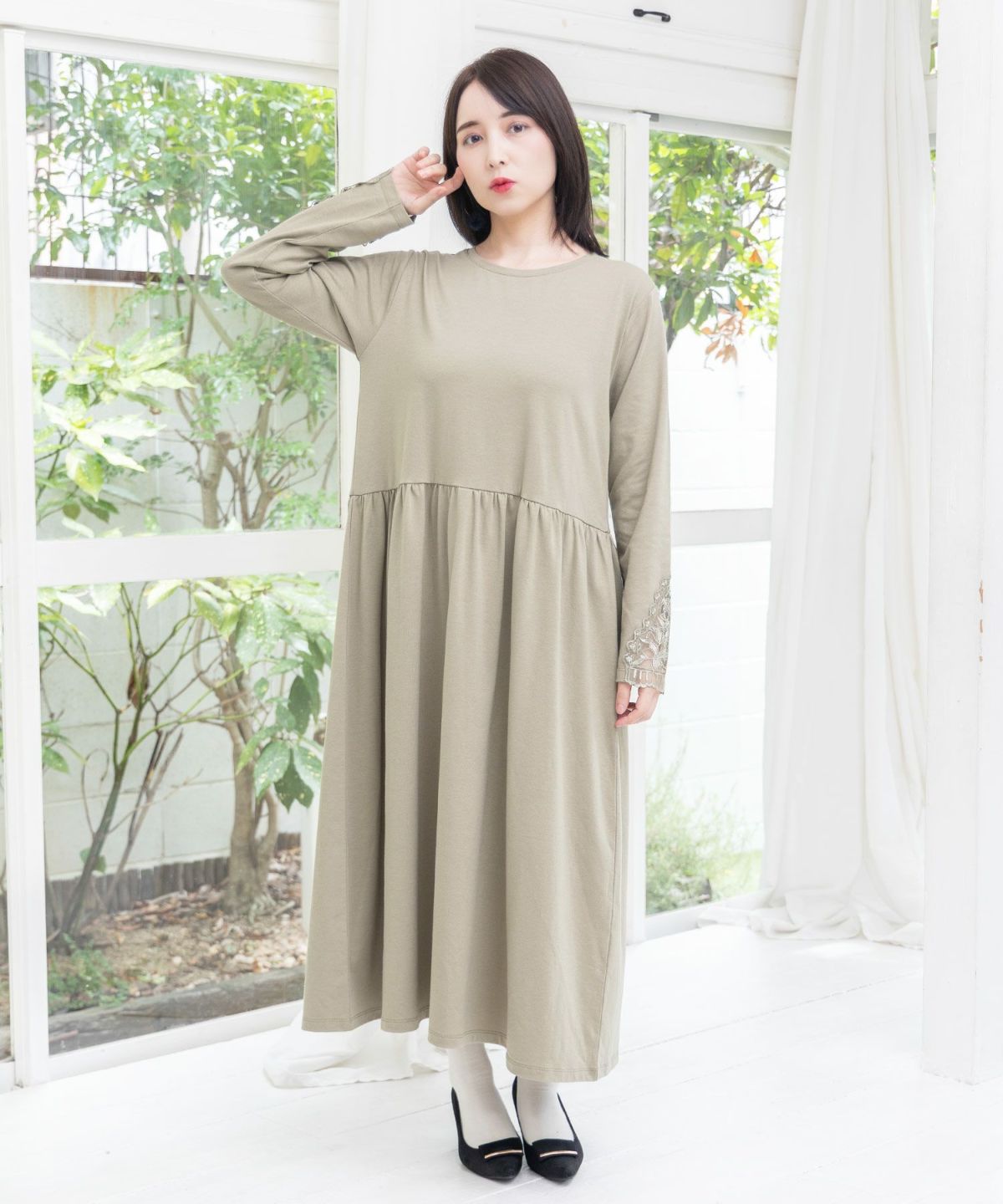 バイオリンとピアノレース切替ワンピース-1