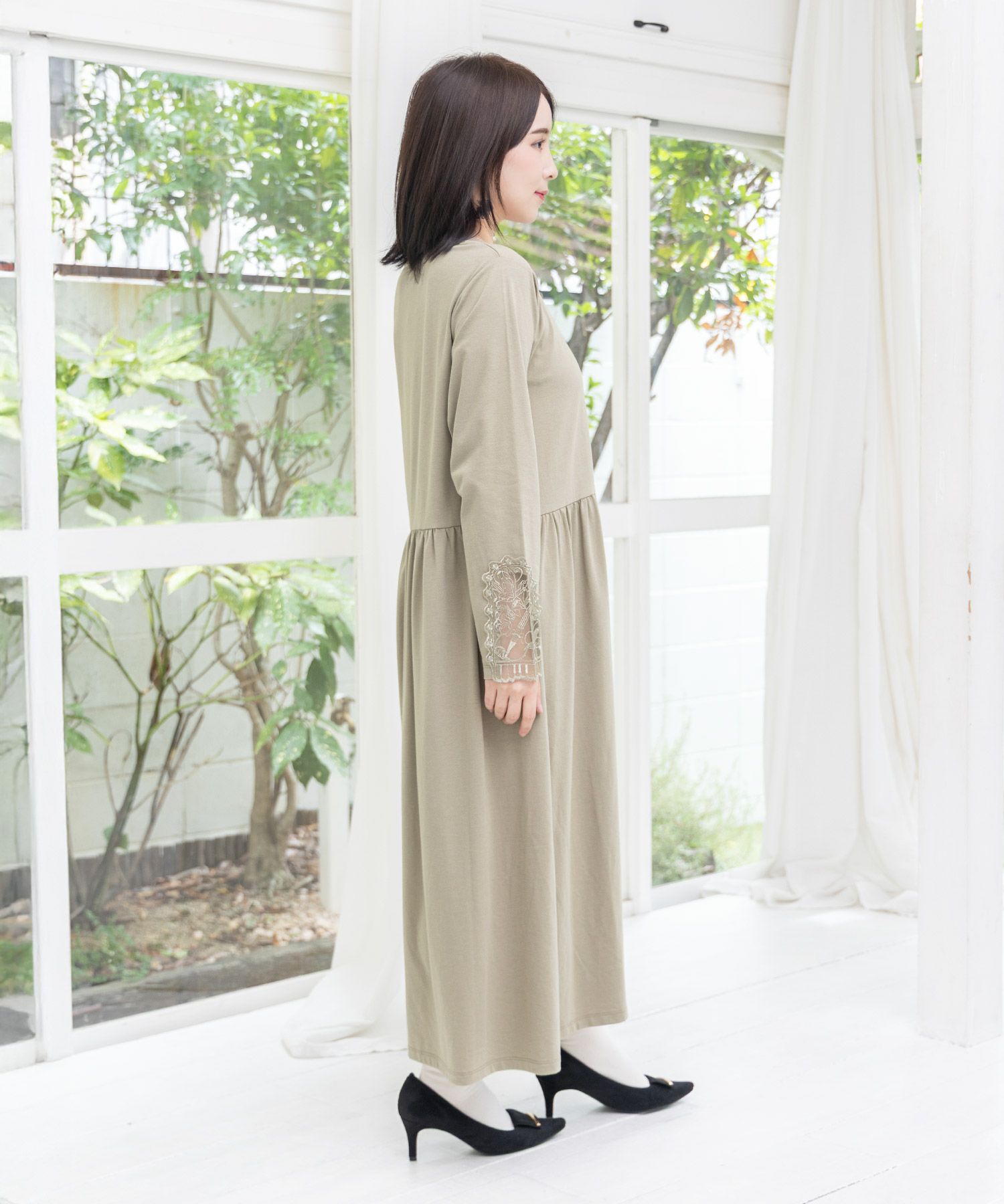 バイオリンとピアノレース切替ワンピース-5