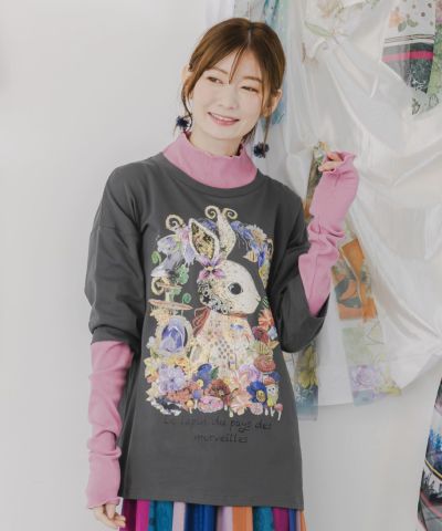 ☆とも☆ 153670：不思議の国のうさぎレイヤード風ロンTの通販-ScoLar