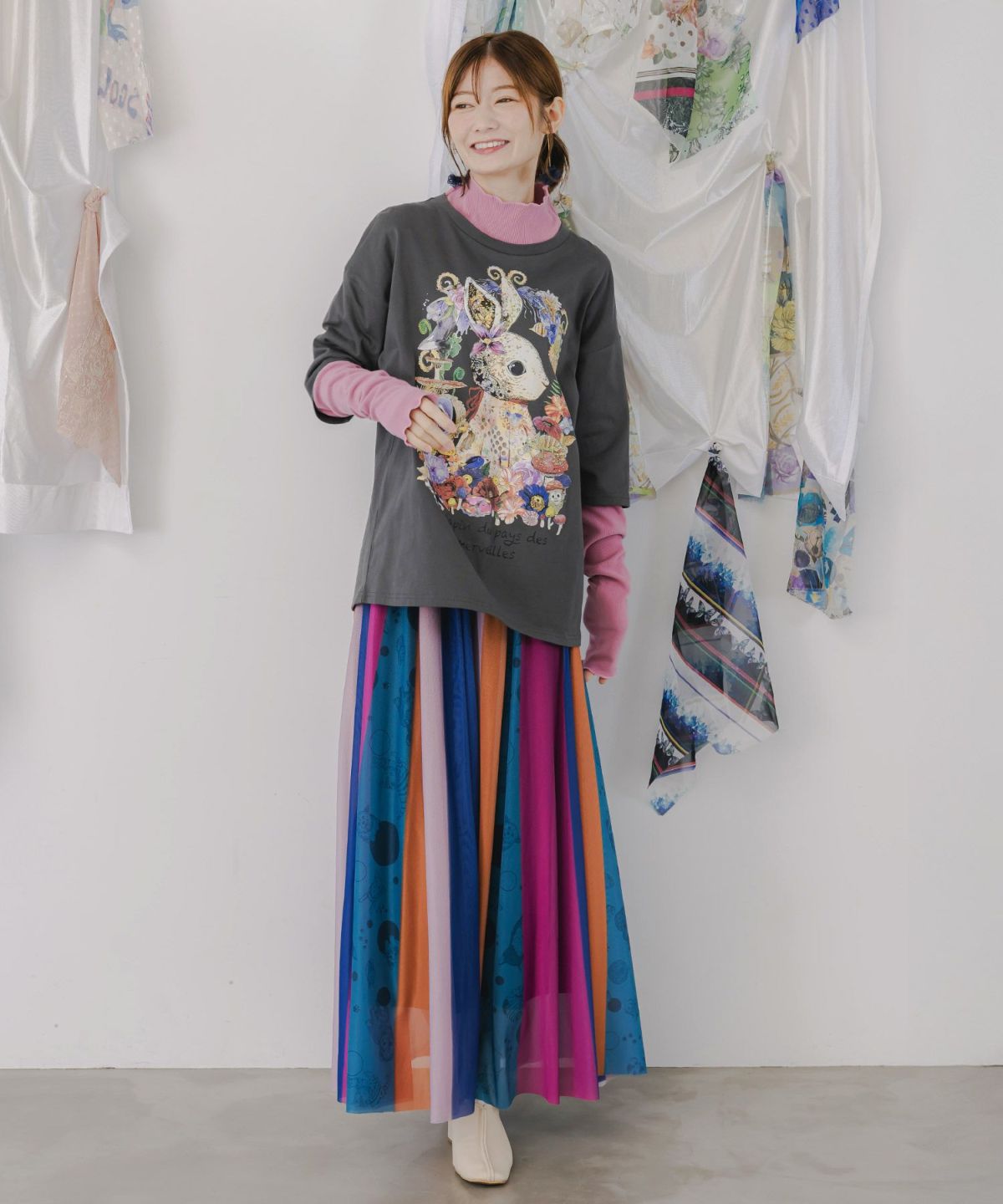 不思議の国のうさぎレイヤード風ロンT-2