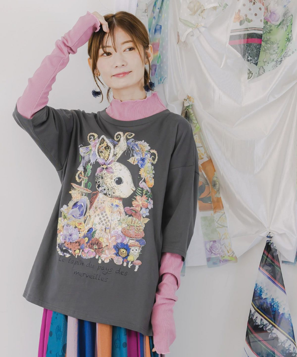 不思議の国のうさぎレイヤード風ロンT-3