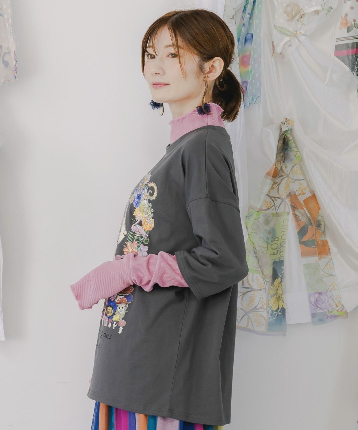 不思議の国のうさぎレイヤード風ロンT-4