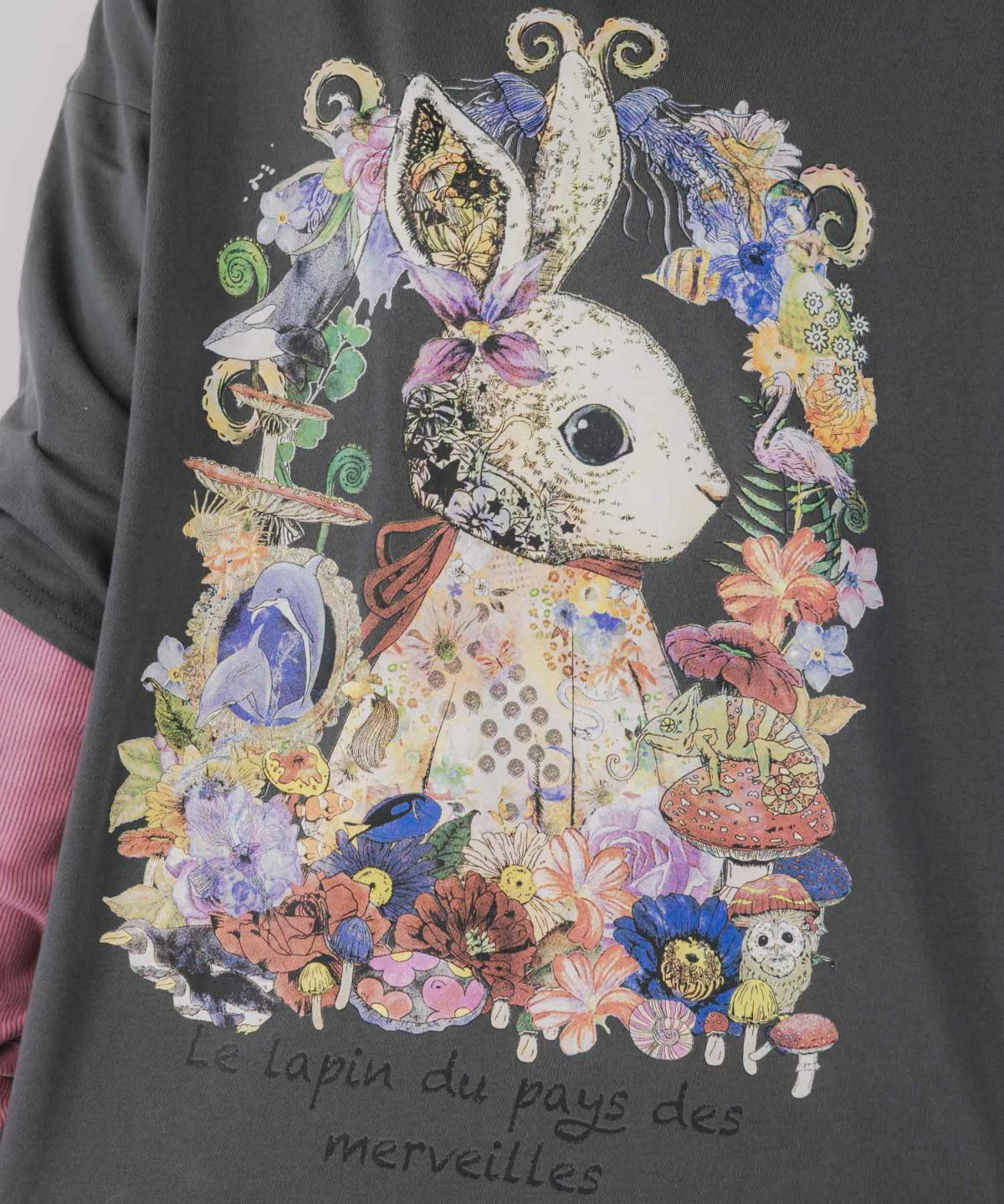 不思議の国のうさぎレイヤード風ロンT-8