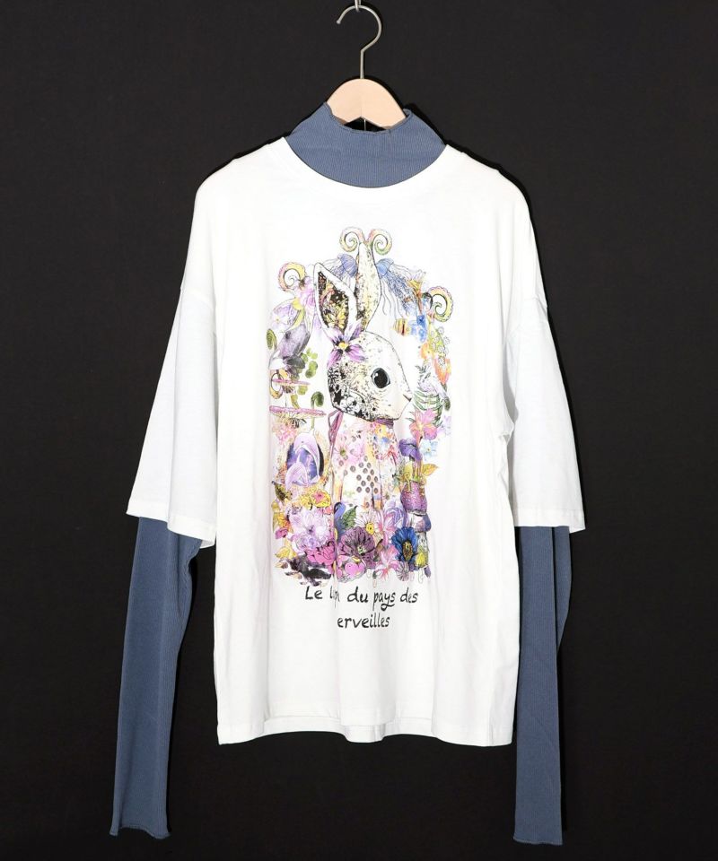 不思議の国のうさぎレイヤード風ロンT-9