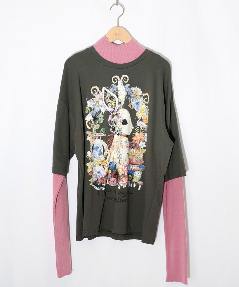 不思議の国のうさぎレイヤード風ロンT-11