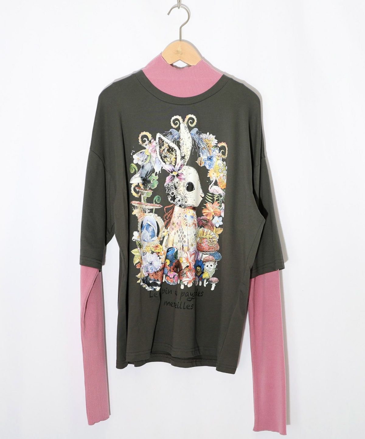 不思議の国のうさぎレイヤード風ロンT-11