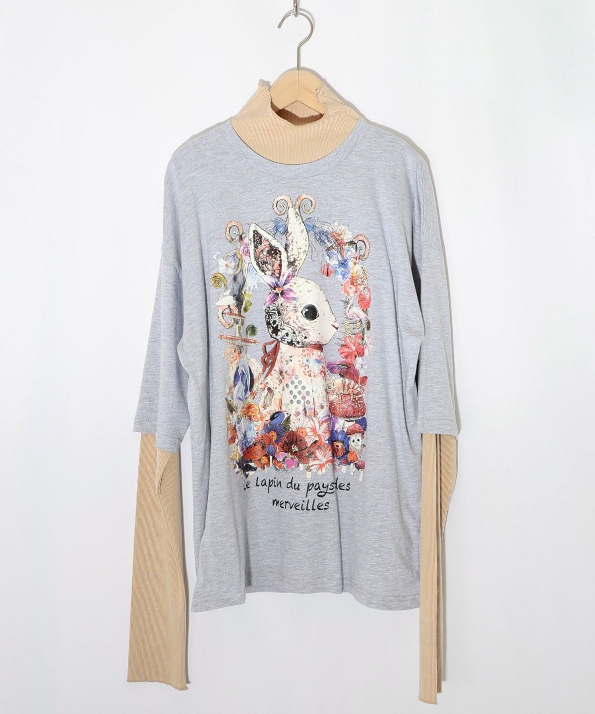 不思議の国のうさぎレイヤード風ロンT-13