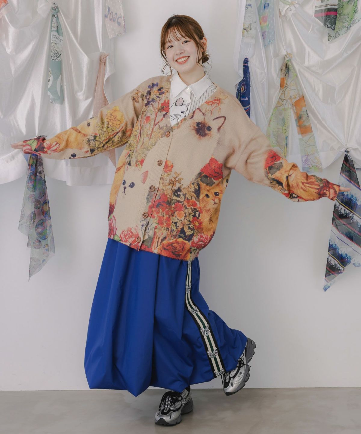 アンティーク風秋色ネコカーディガン-2