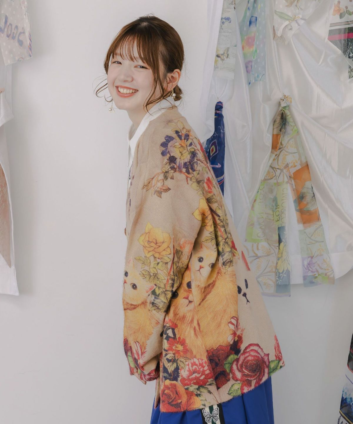 アンティーク風秋色ネコカーディガン-4