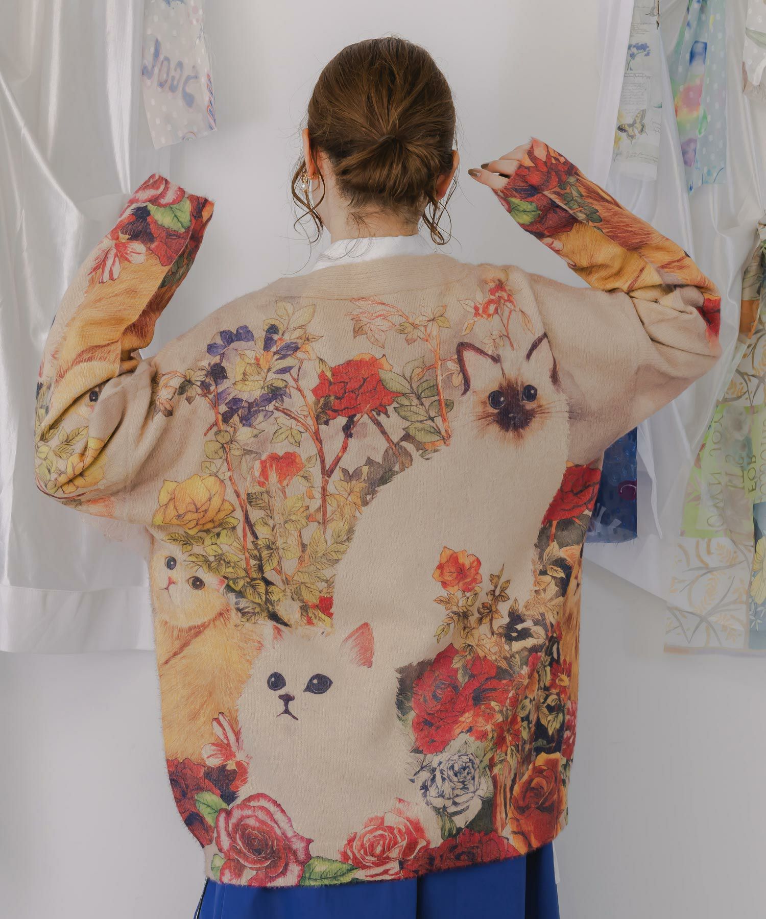 アンティーク風秋色ネコカーディガン-5