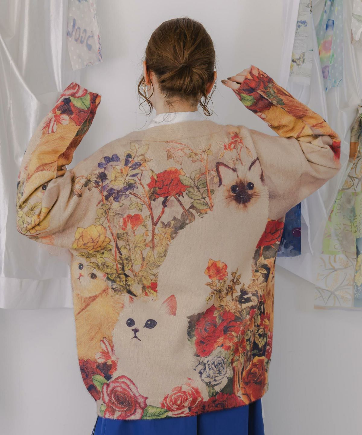 アンティーク風秋色ネコカーディガン-5