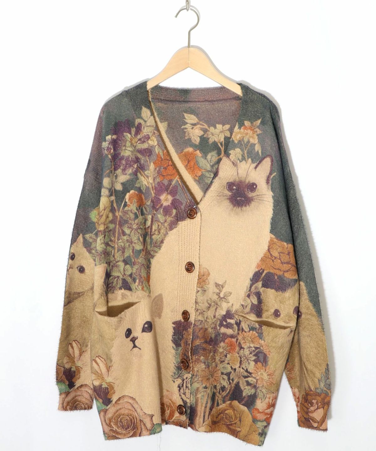アンティーク風秋色ネコカーディガン-8