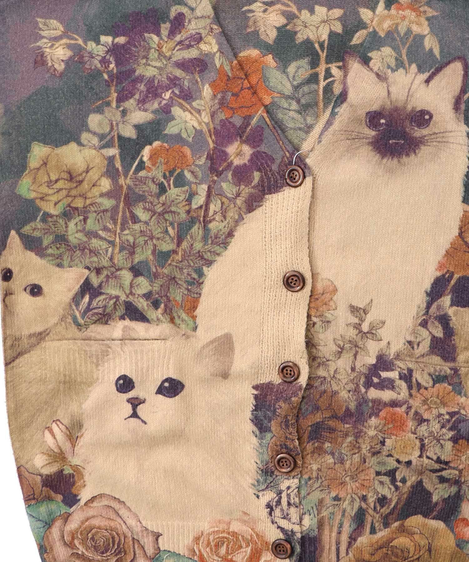 アンティーク風秋色ネコカーディガン-9