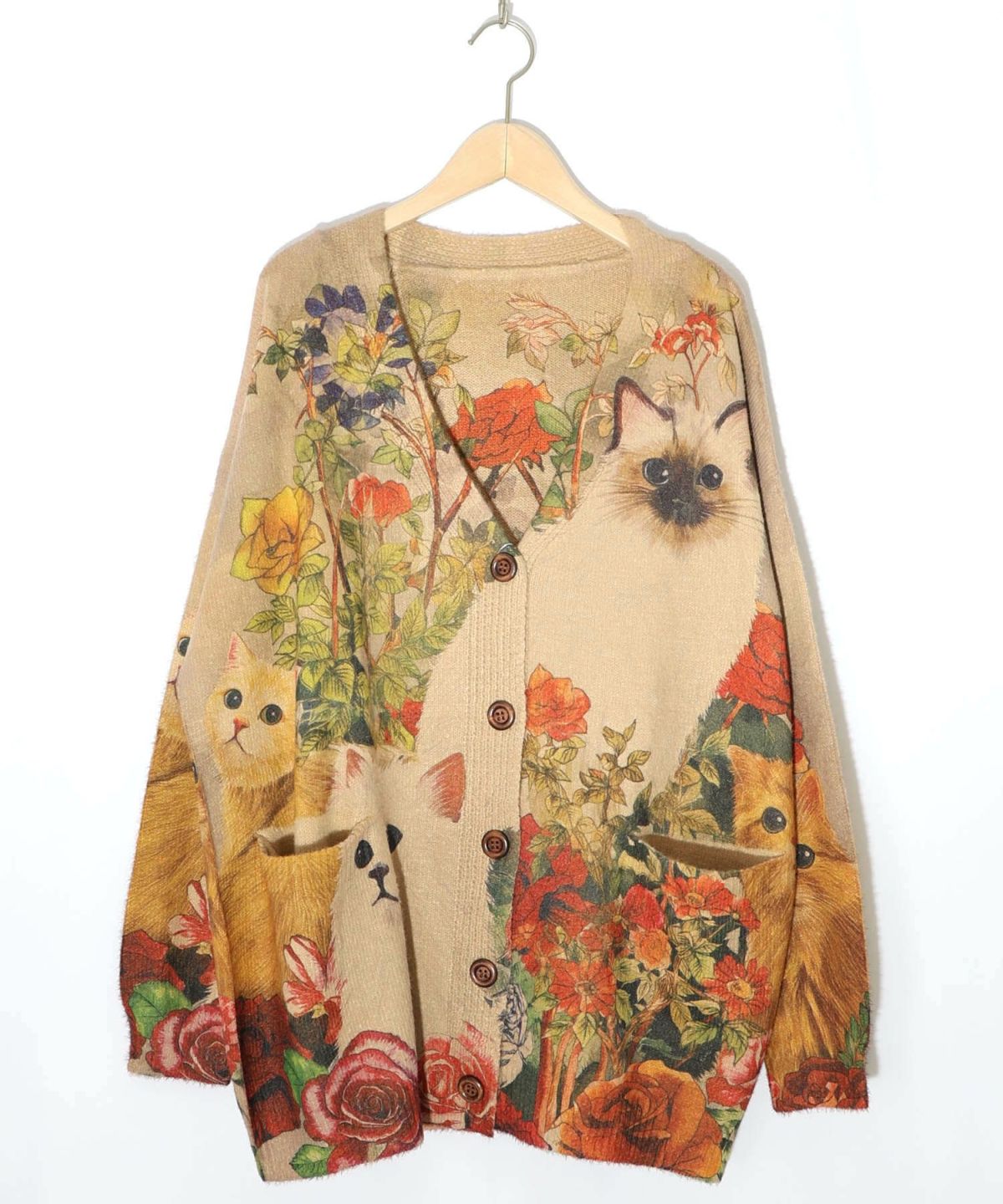 アンティーク風秋色ネコカーディガン-10