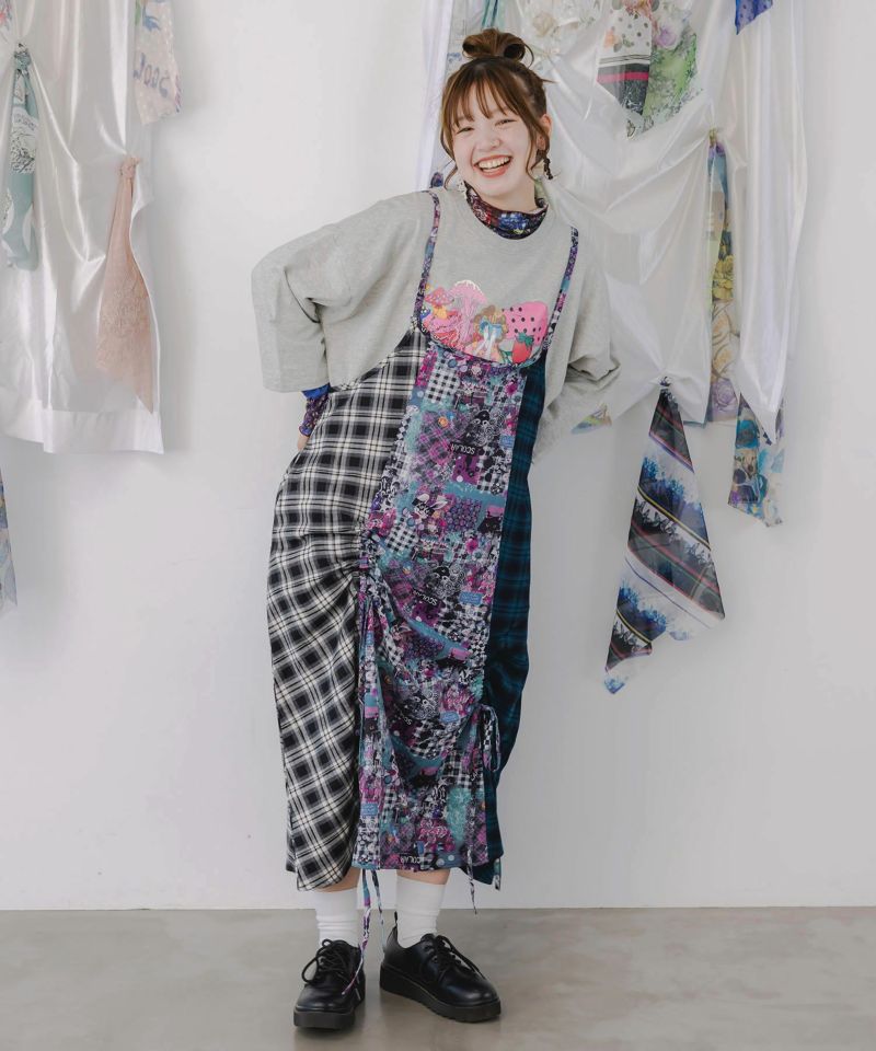 POPチェック柄切替ワンピース-3
