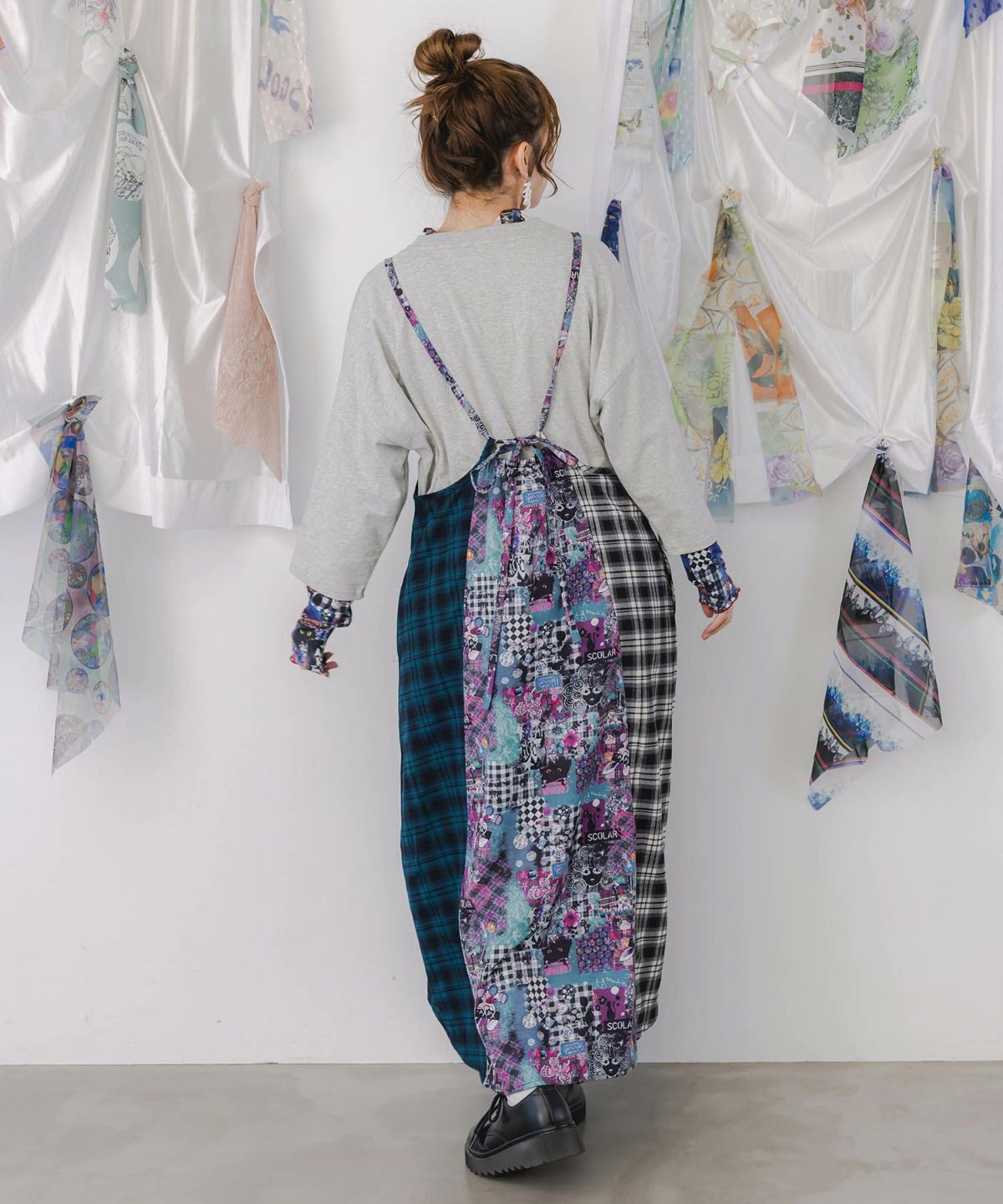 POPチェック柄切替ワンピース-5