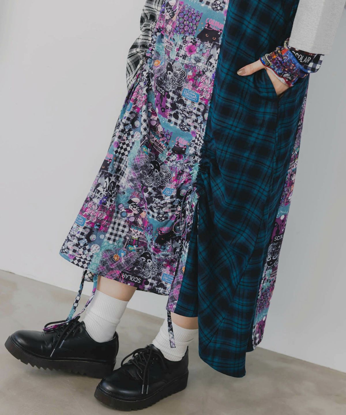 POPチェック柄切替ワンピース-7