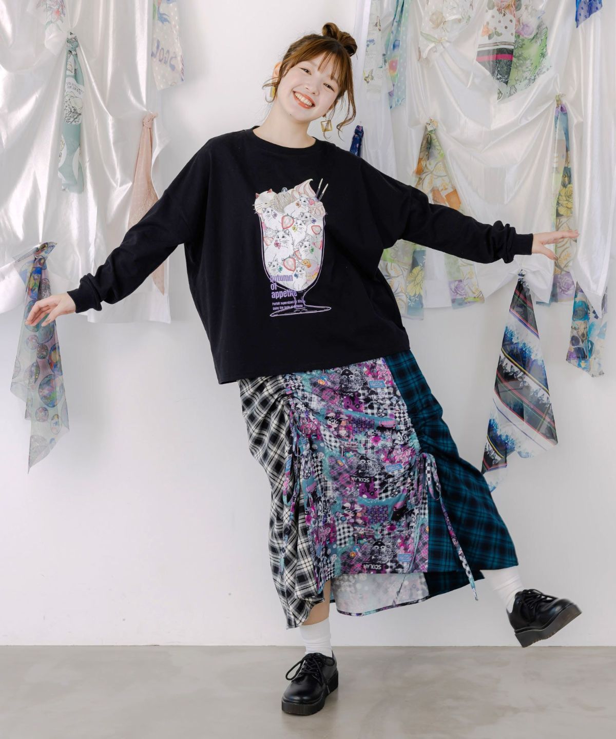 POPチェック柄切替ワンピース-8