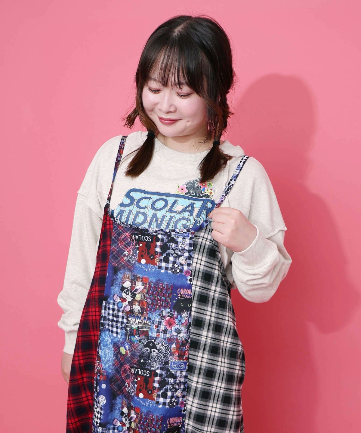 POPチェック柄切替ワンピース-11