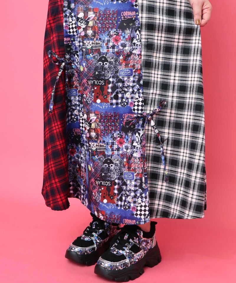 POPチェック柄切替ワンピース-15