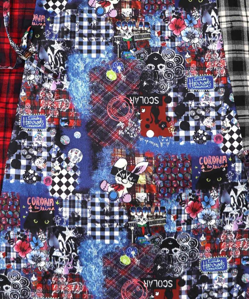 153668：POPチェック柄切替ワンピースの通販-ScoLar