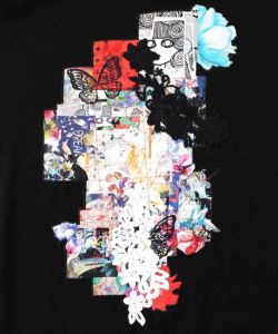 コラージュ柄 レース貼り付け裏毛チュニック-13