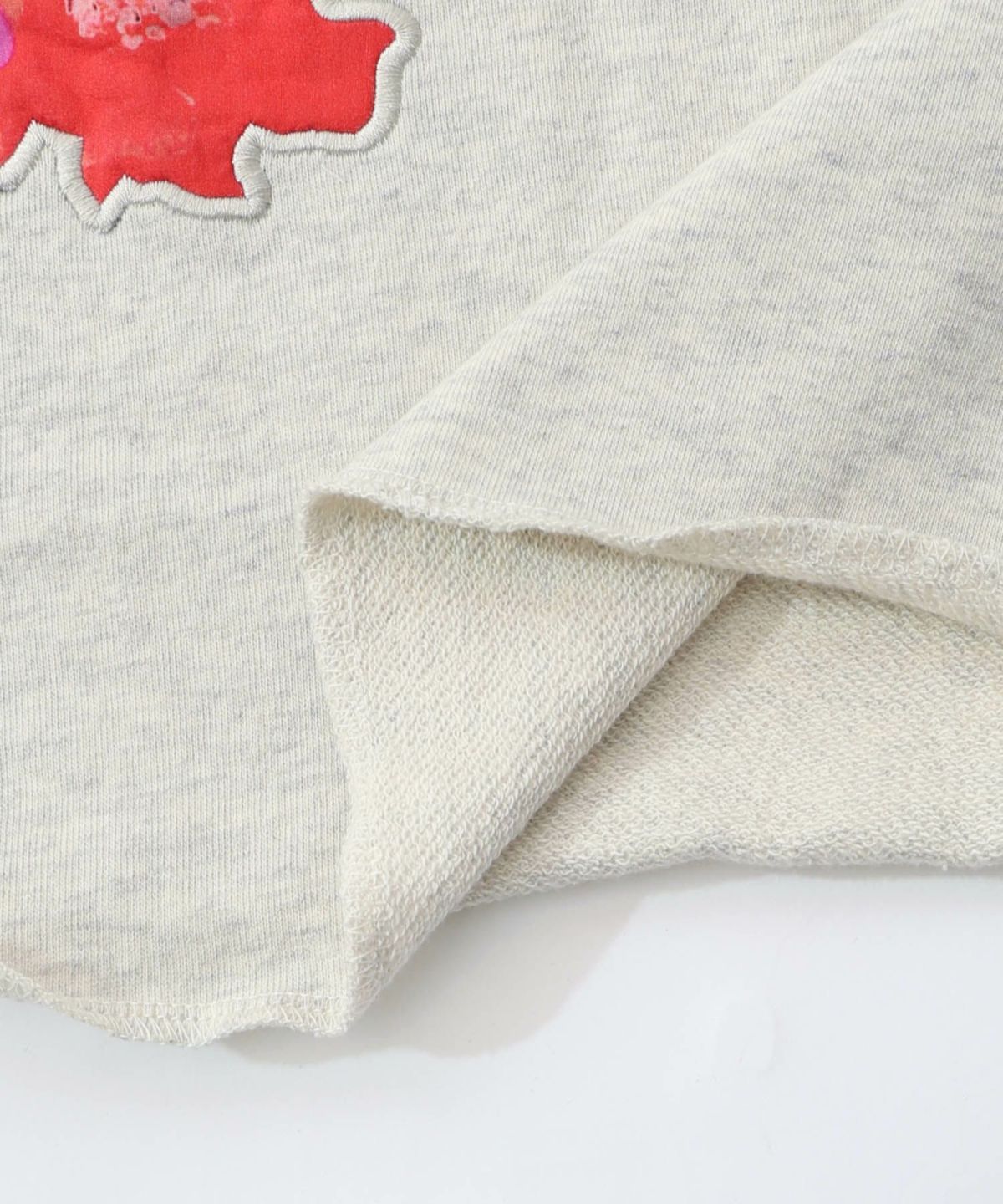 コラージュ柄 レース貼り付け裏毛チュニック-17