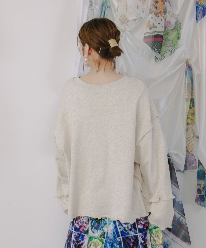 キノコ花柄箔プリント裏毛プルオーバー-4