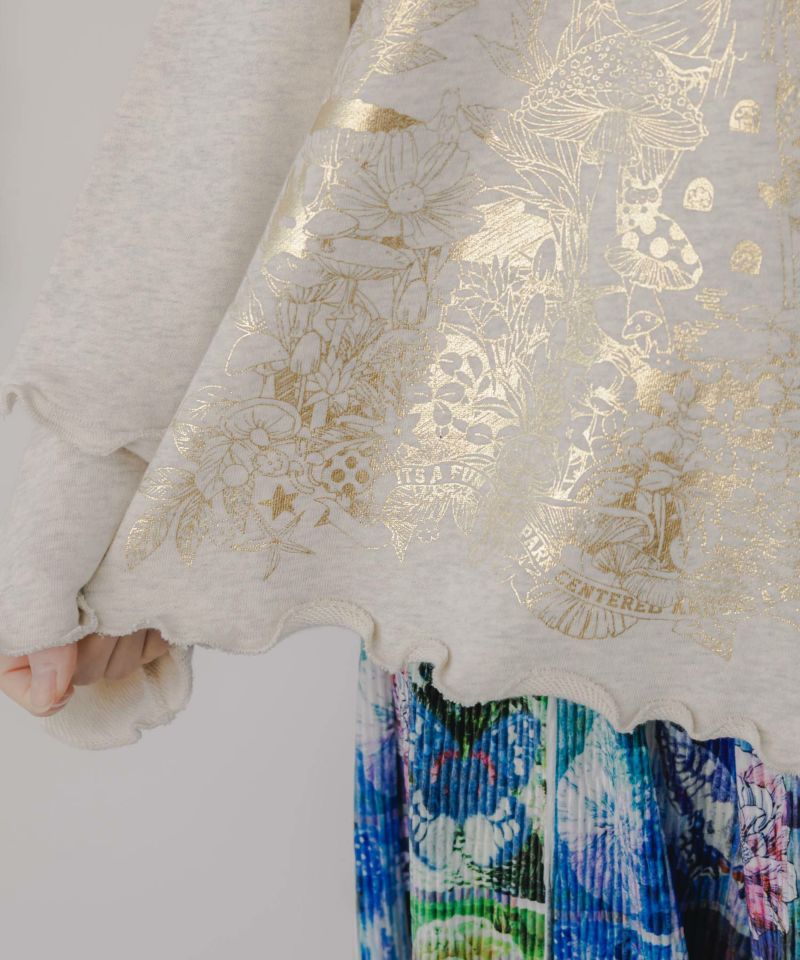 キノコ花柄箔プリント裏毛プルオーバー-7