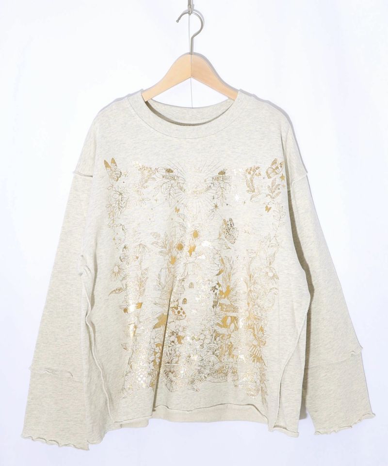 キノコ花柄箔プリント裏毛プルオーバー-10