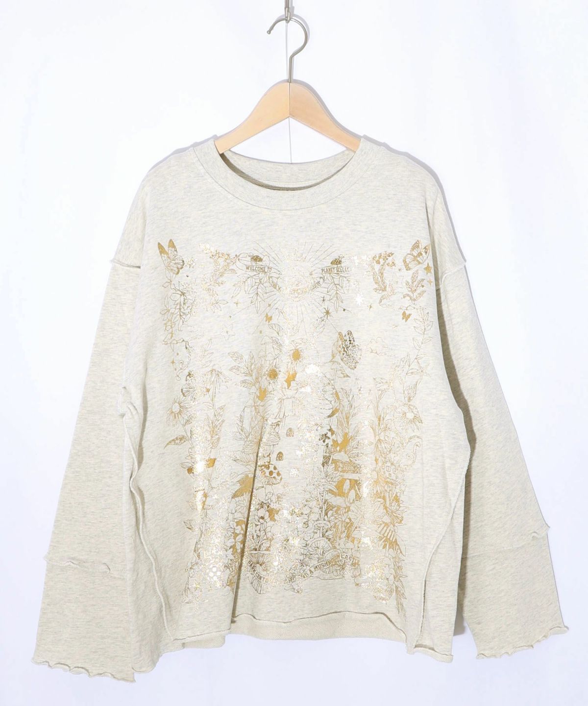 キノコ花柄箔プリント裏毛プルオーバー-10