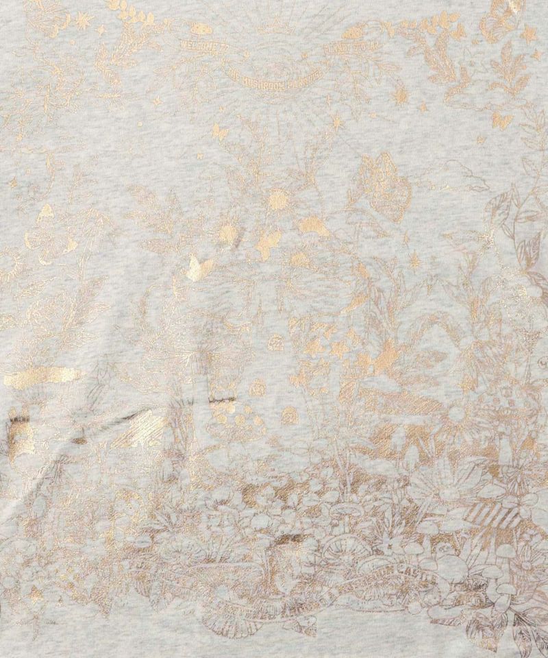 色変わり色吹雪文様　マーブル柄　コンポート 153658：キノコ花柄箔プリント裏毛プルオーバーの通販-ScoLar