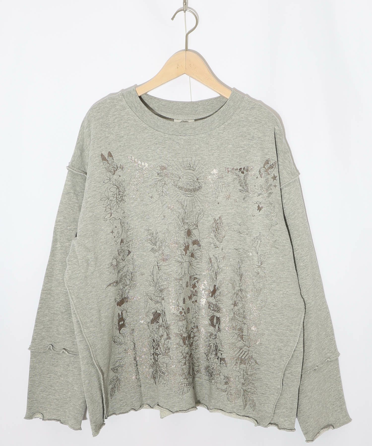 キノコ花柄箔プリント裏毛プルオーバー-12