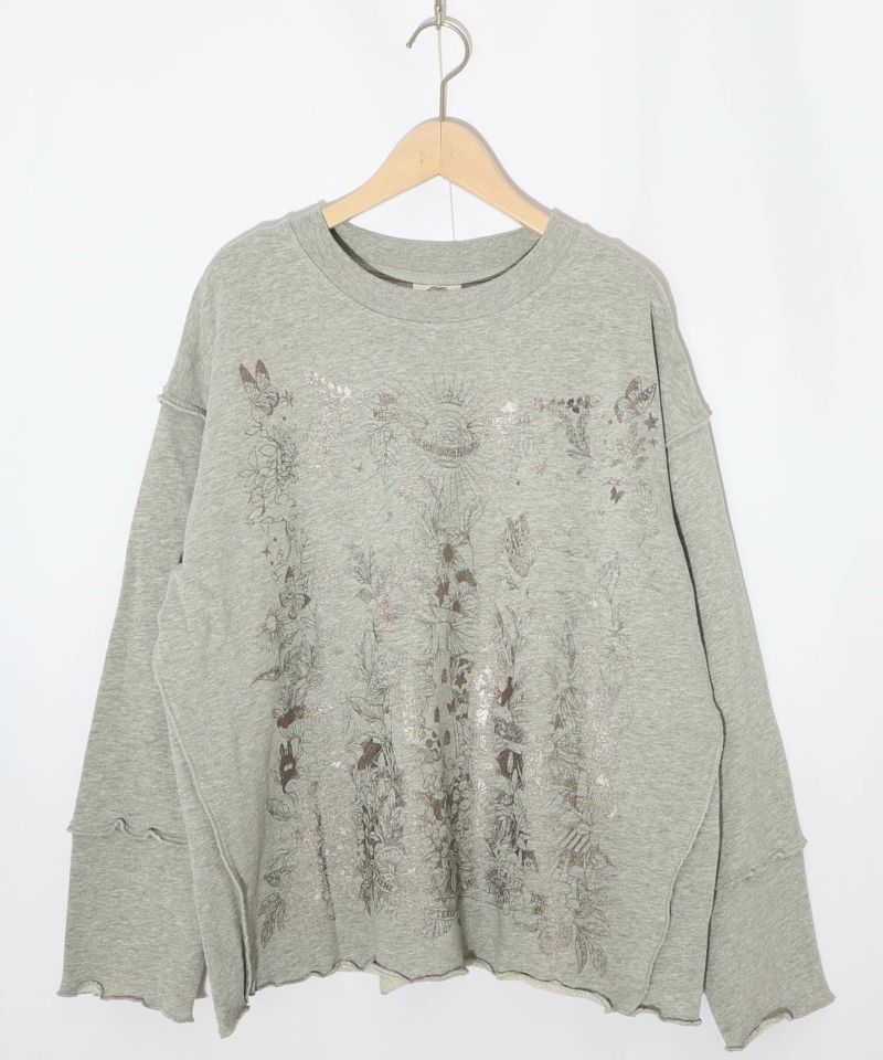 キノコ花柄箔プリント裏毛プルオーバー-12