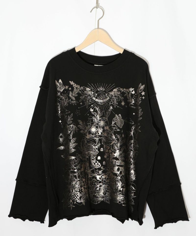 キノコ花柄箔プリント裏毛プルオーバー-14