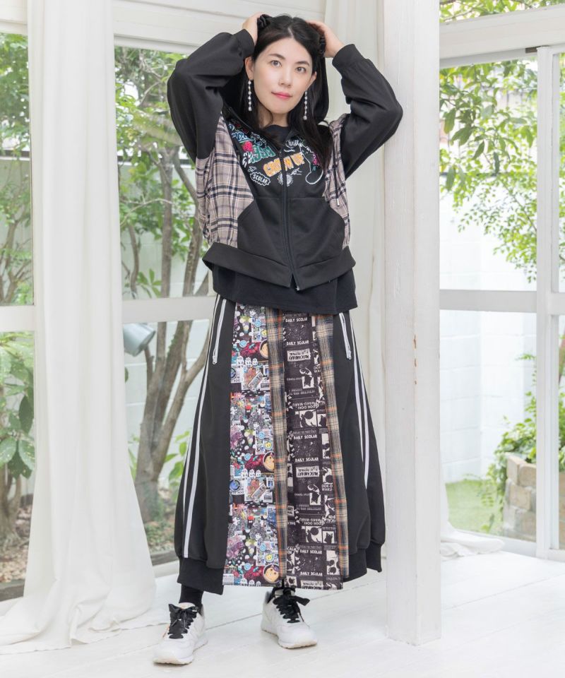 POP・チェック柄切替パーカー-6