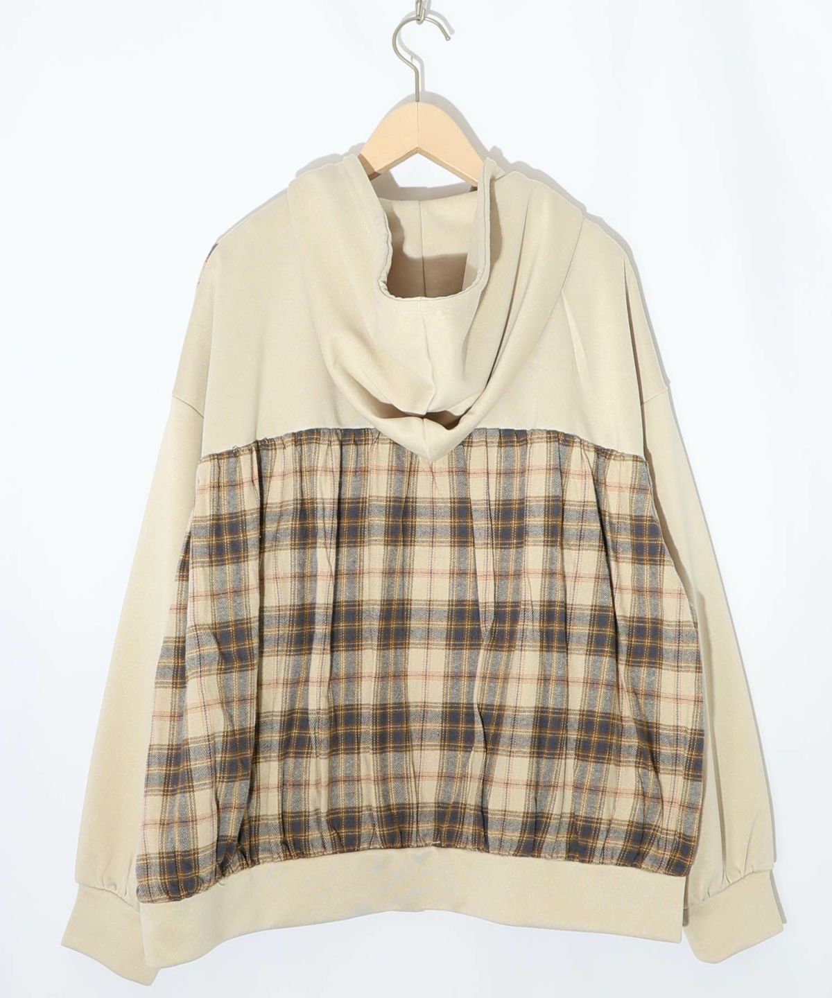 POP・チェック柄切替パーカー-10