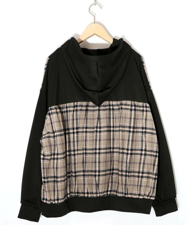 POP・チェック柄切替パーカー-13